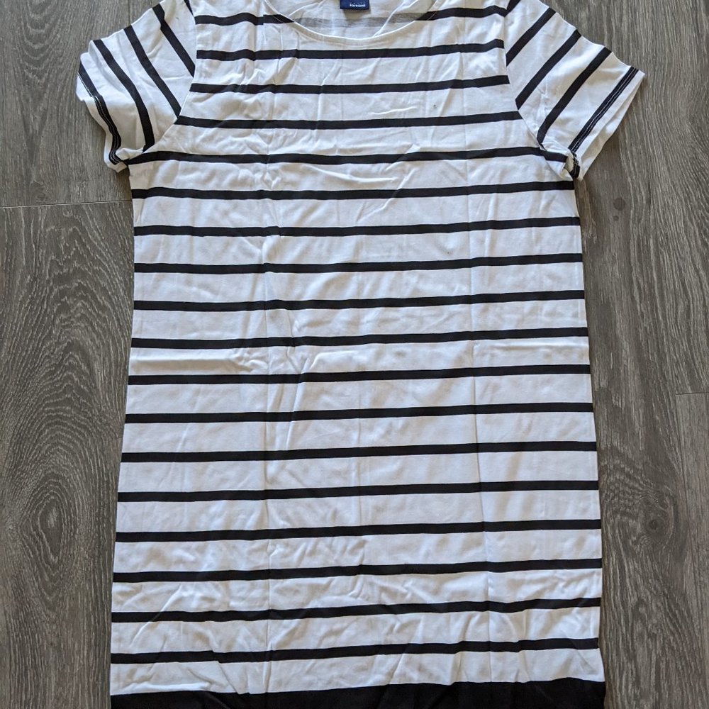 Basic Edition T-shirt Dress White/Blue Stripe